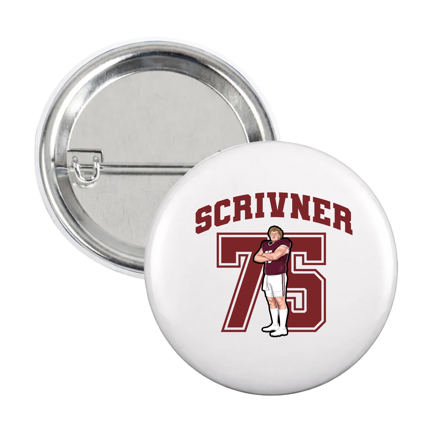 Game Day Button — Number in White