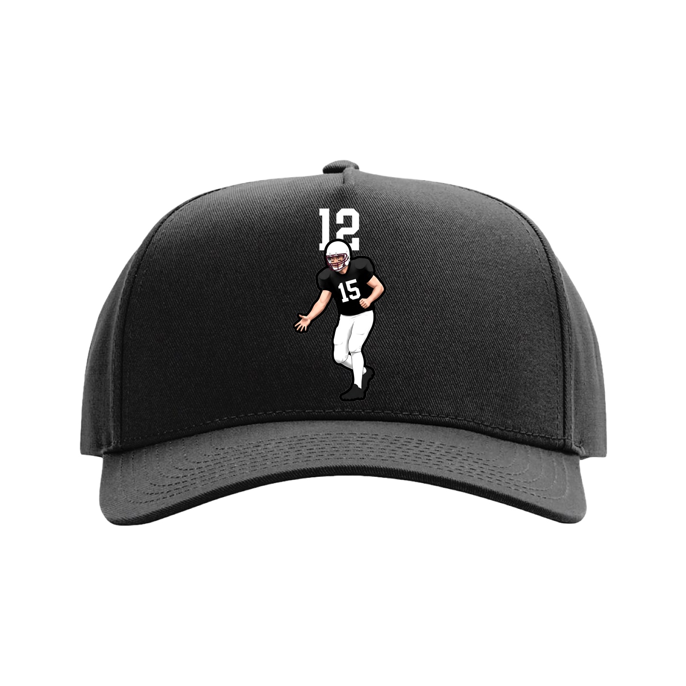 Full Fabric Five-Panel Champ Cap — Number Top in Black