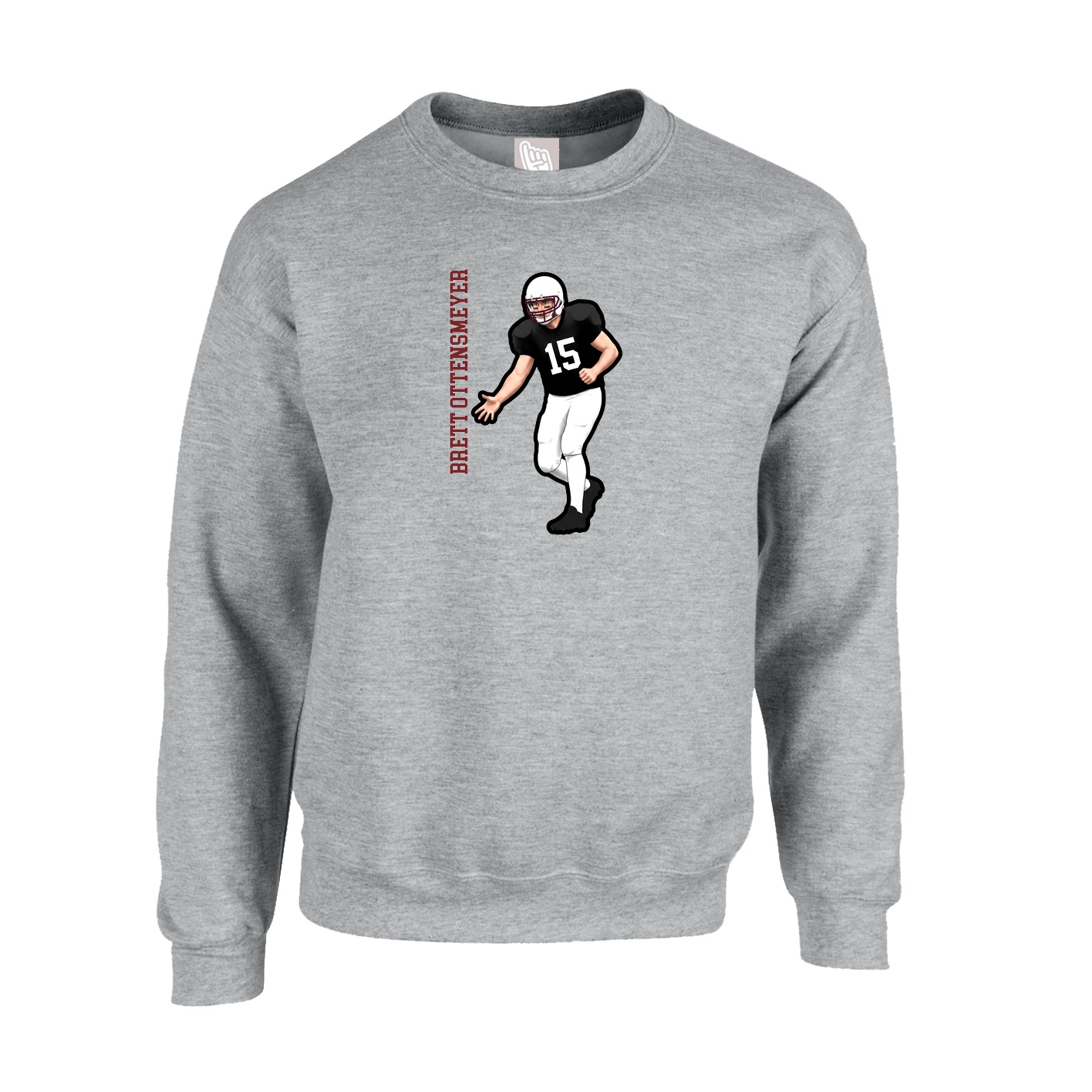 Fleece Crew — Name Vertical in Grey