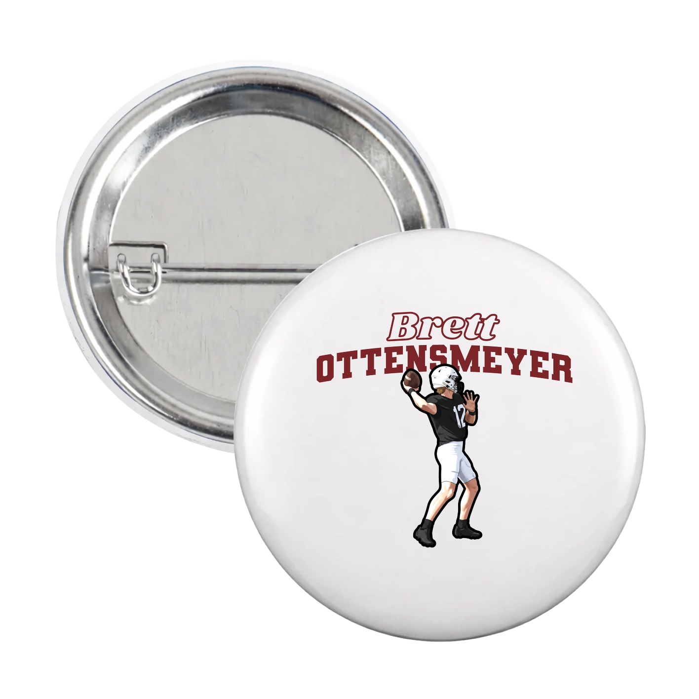 Game Day Button — Name Arch in White