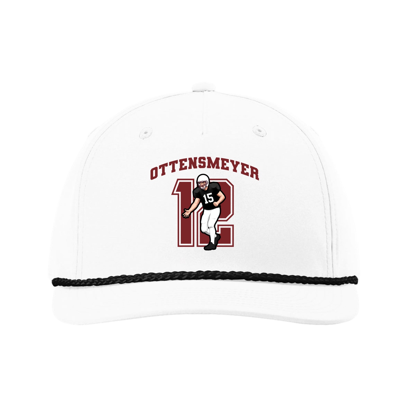 Five-Panel Classic Rope Cap — Number in White
