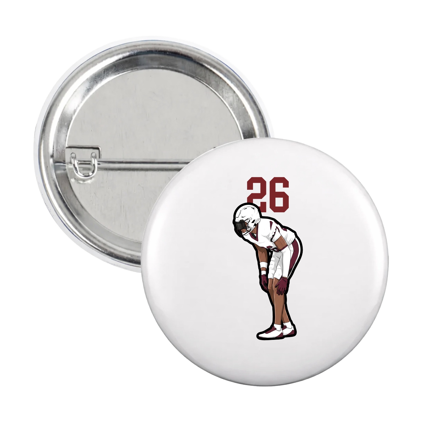 Game Day Button — Number Top in White
