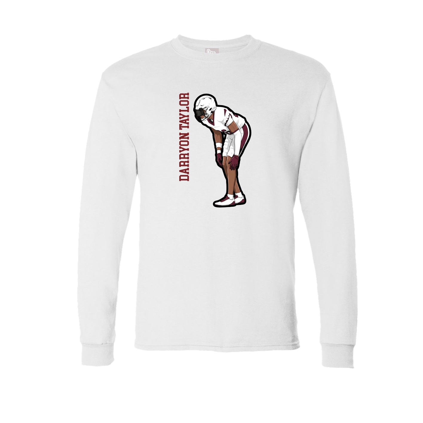 Long Sleeve Tee — Name Vertical in White