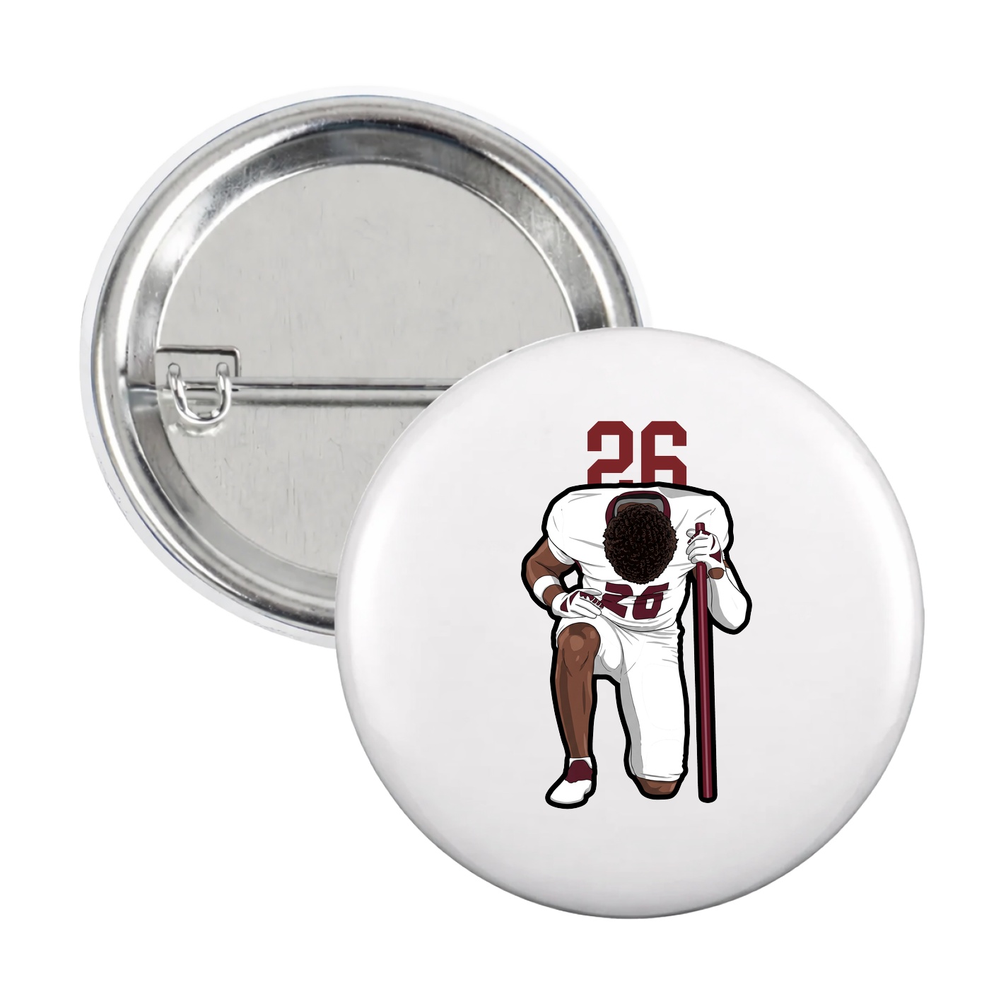 Game Day Button — Number Top in White