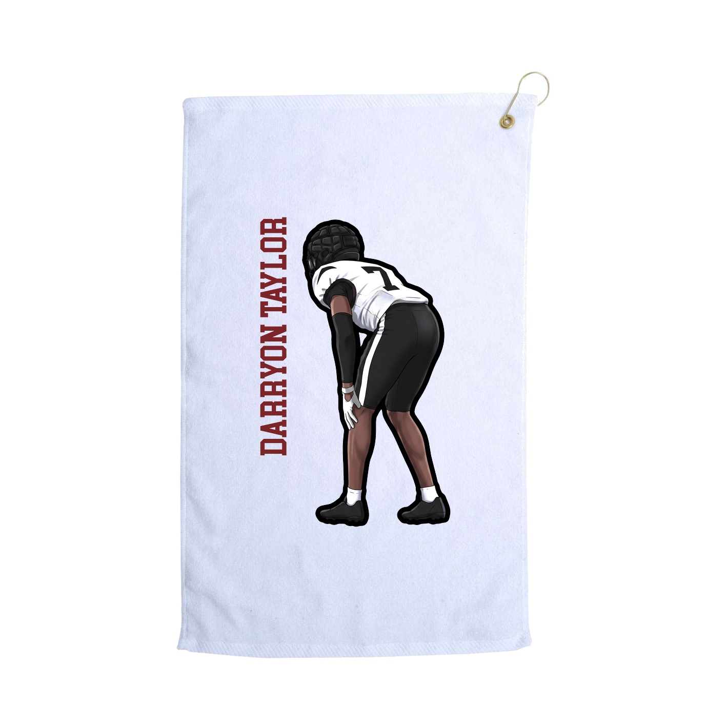 Golf Towel — Name Vertical in White