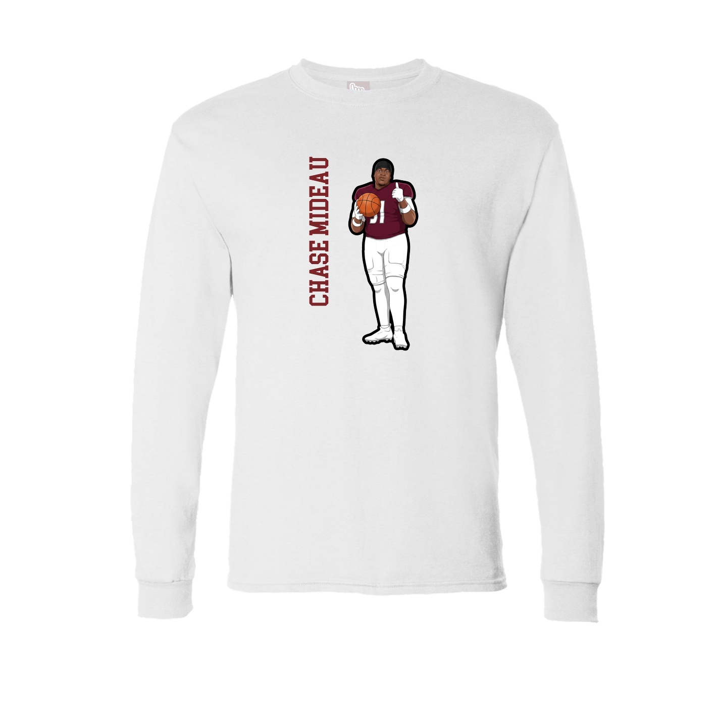 Long Sleeve Tee — Name Vertical in White