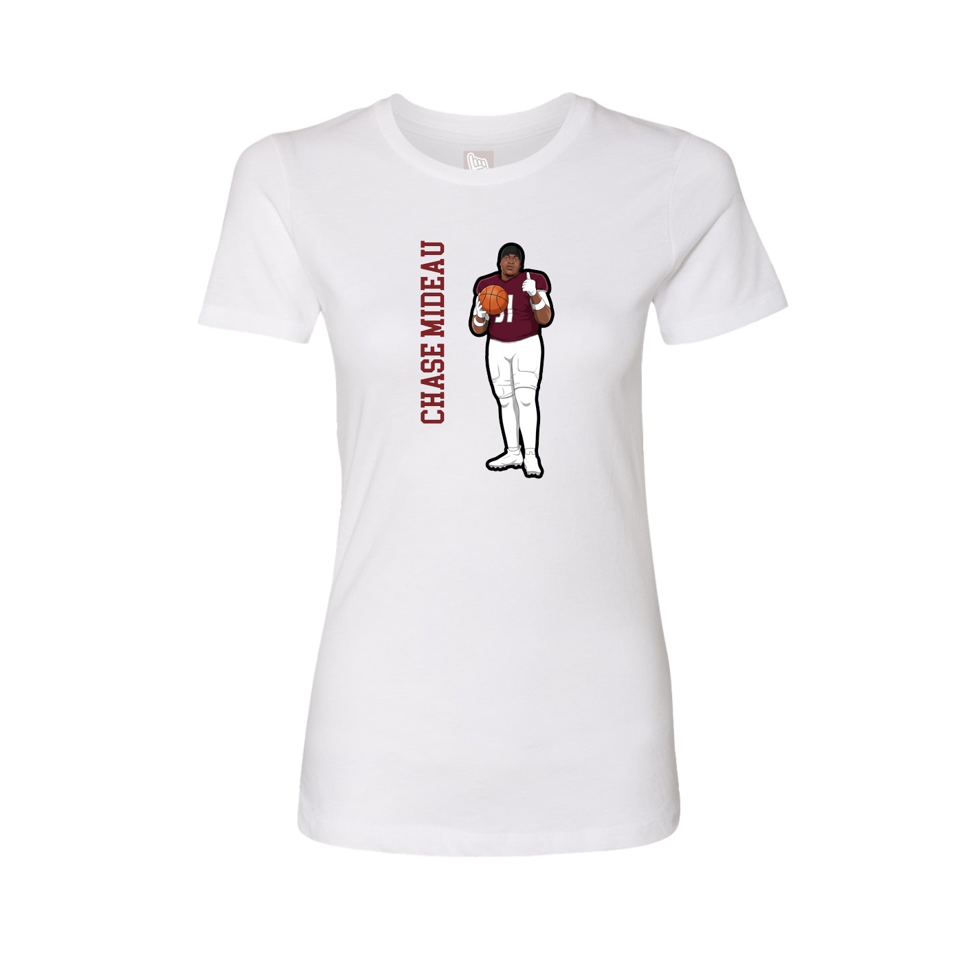 Fitted Women's Tee — Name Vertical in White