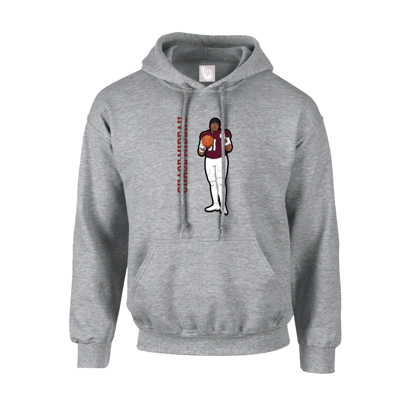 Hoodie — Name Vertical in Grey