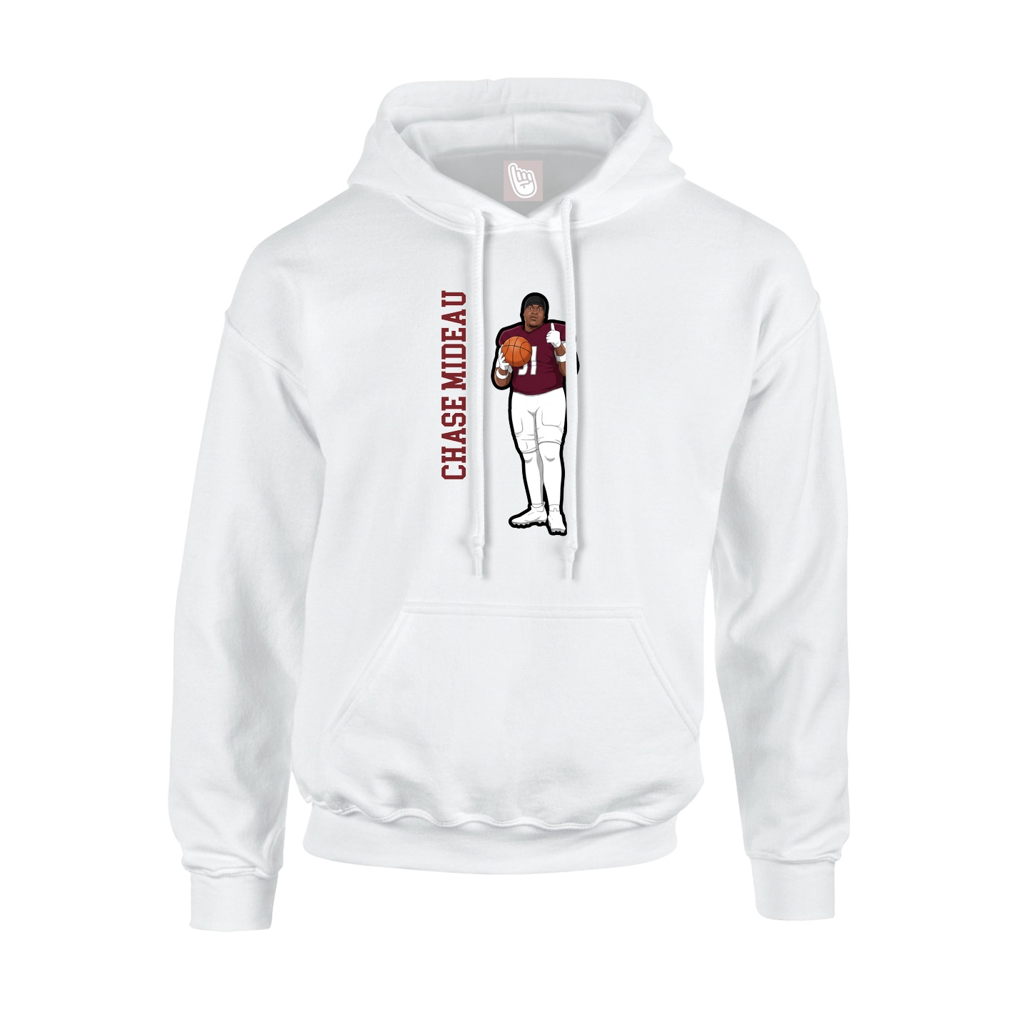 Youth Hoodie — Name Vertical in White
