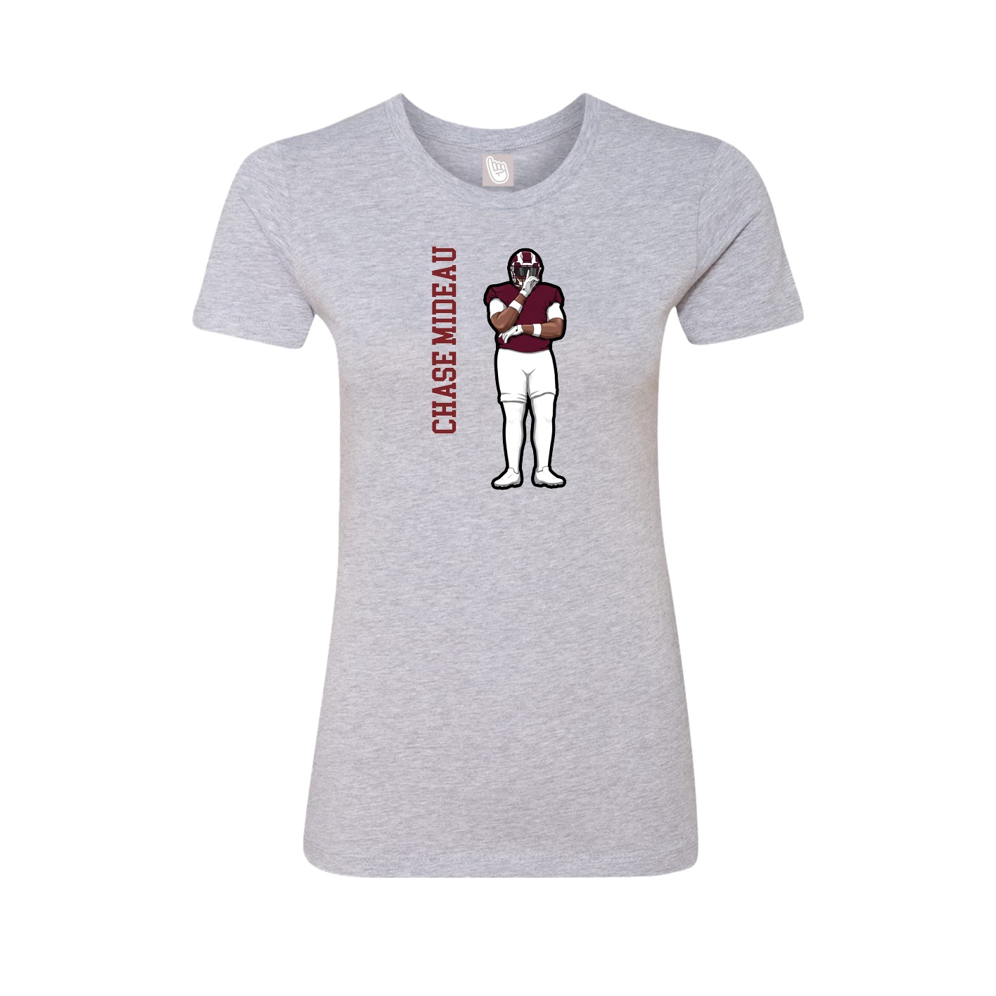 Fitted Women's Tee — Name Vertical in Grey