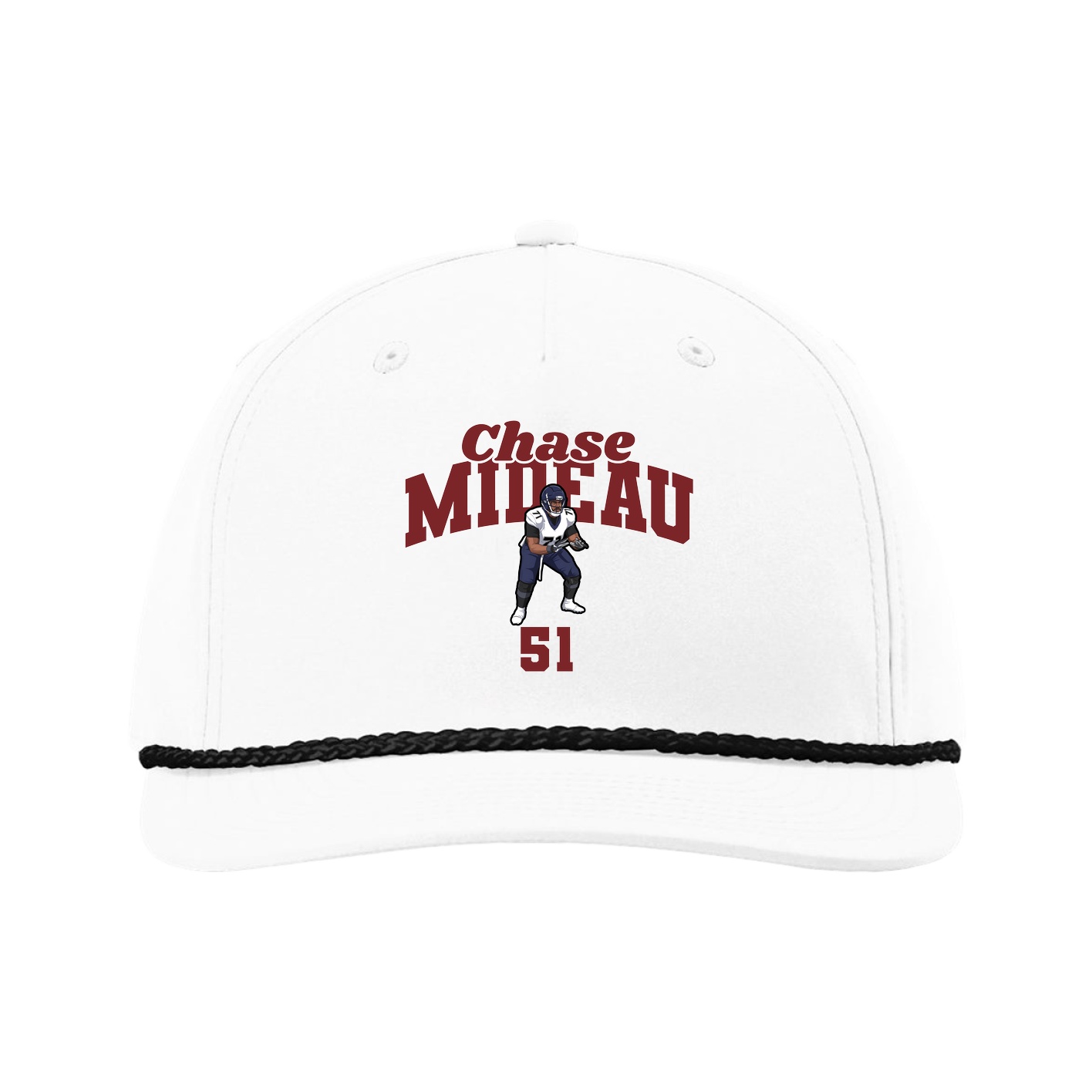 Five-Panel Classic Rope Cap — Signature Arch in White