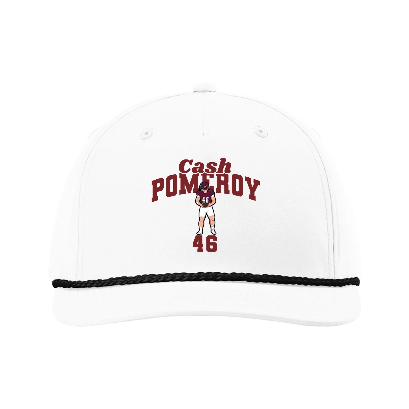 Five-Panel Classic Rope Cap — Signature Arch in White