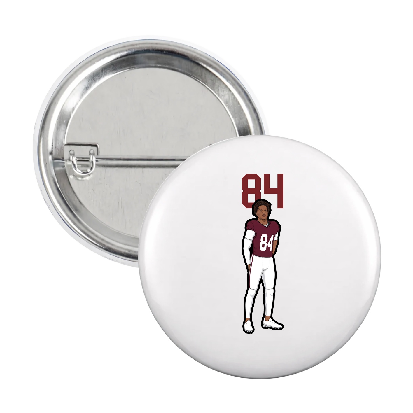 Game Day Button — Number Top in White