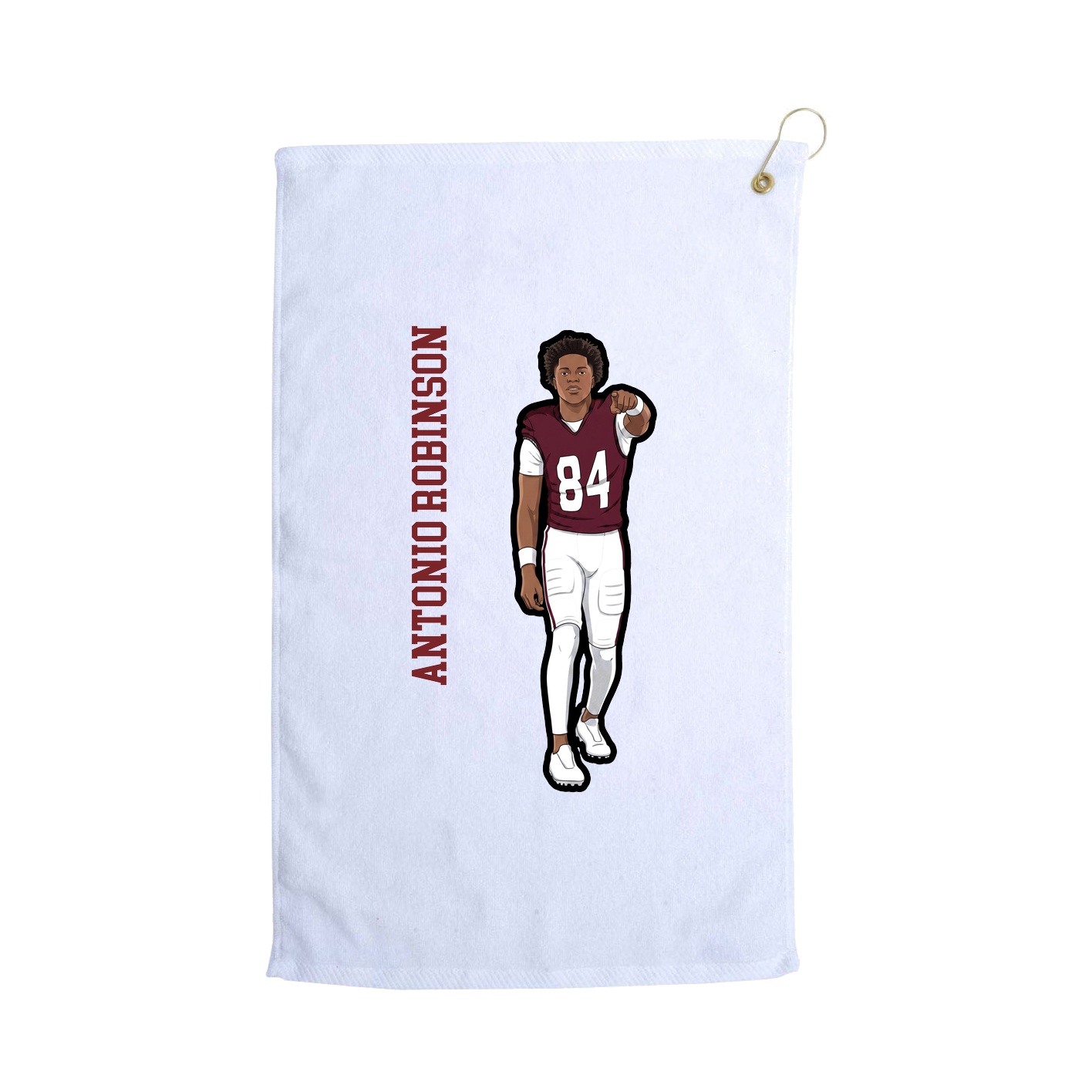 Golf Towel — Name Vertical in White