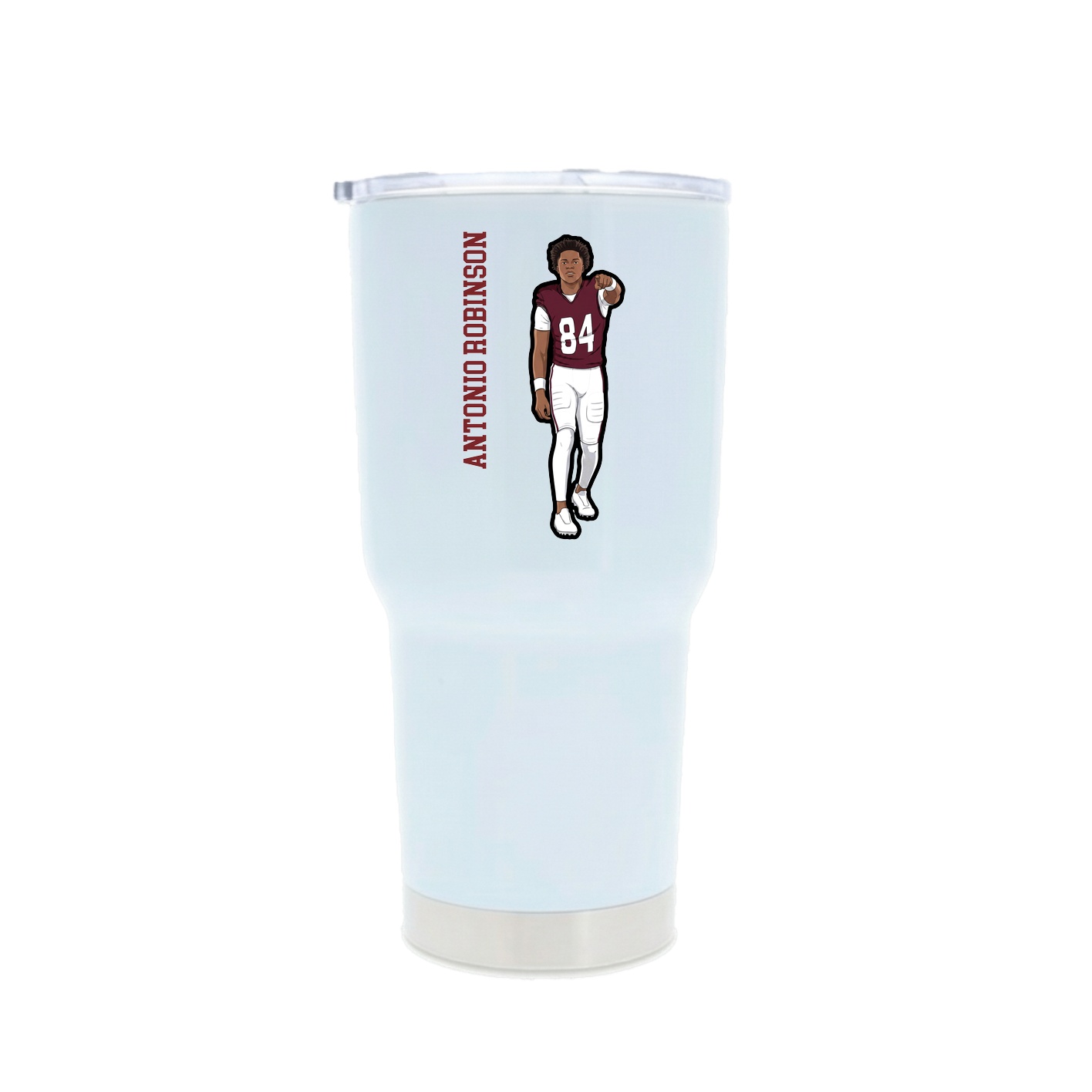 30oz Stainless Steel Tumbler — Name Vertical in White