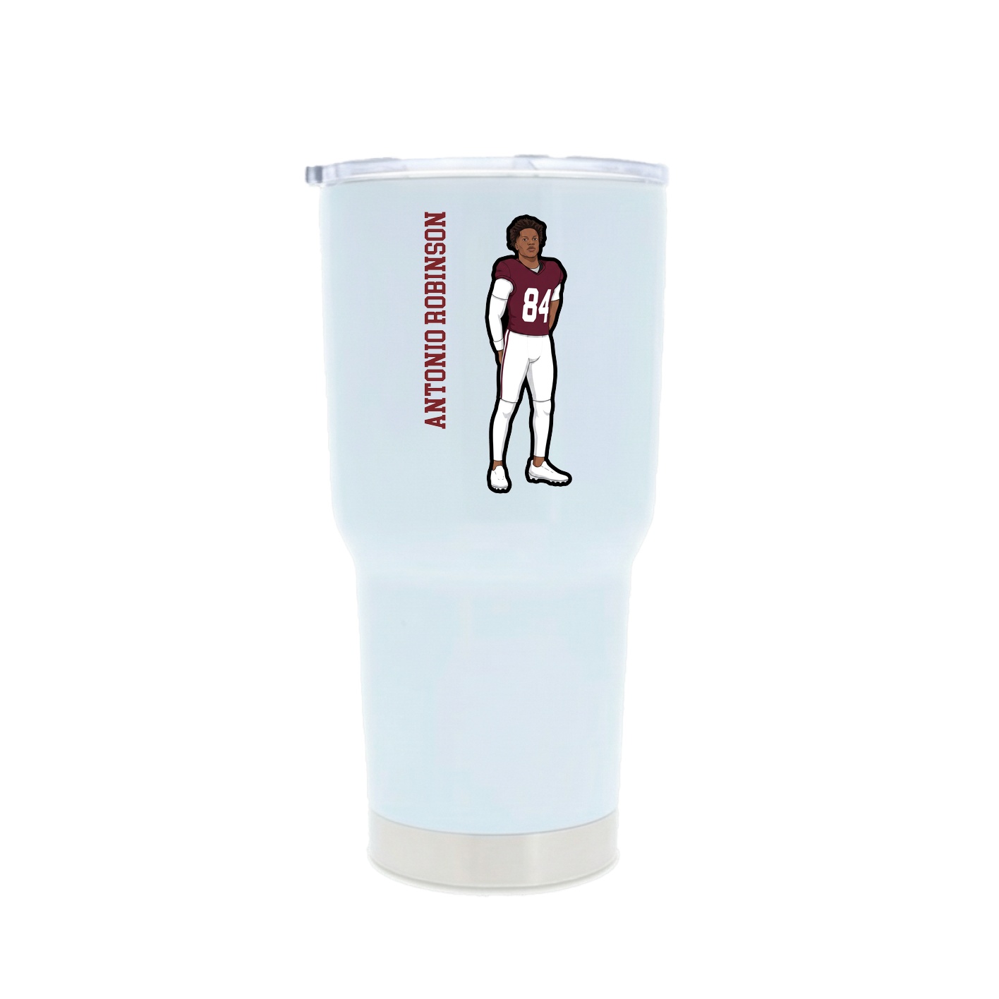 30oz Stainless Steel Tumbler — Name Vertical in White
