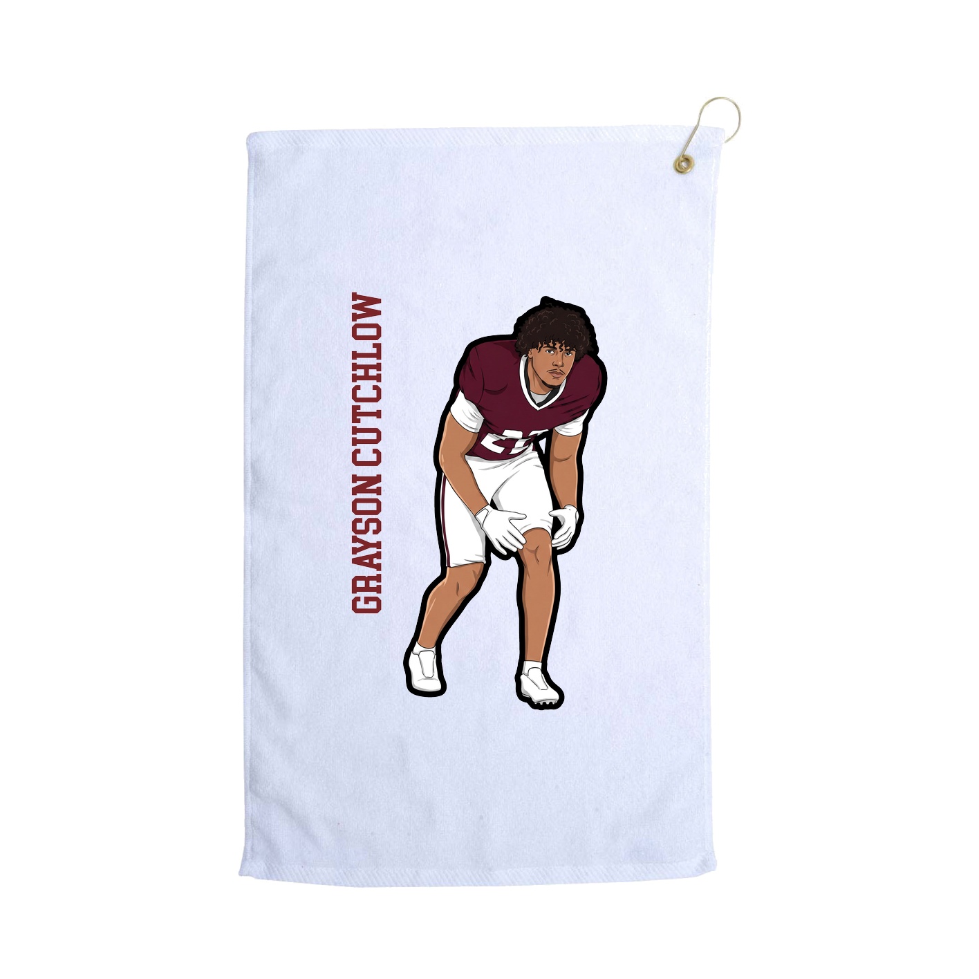 Golf Towel — Name Vertical in White