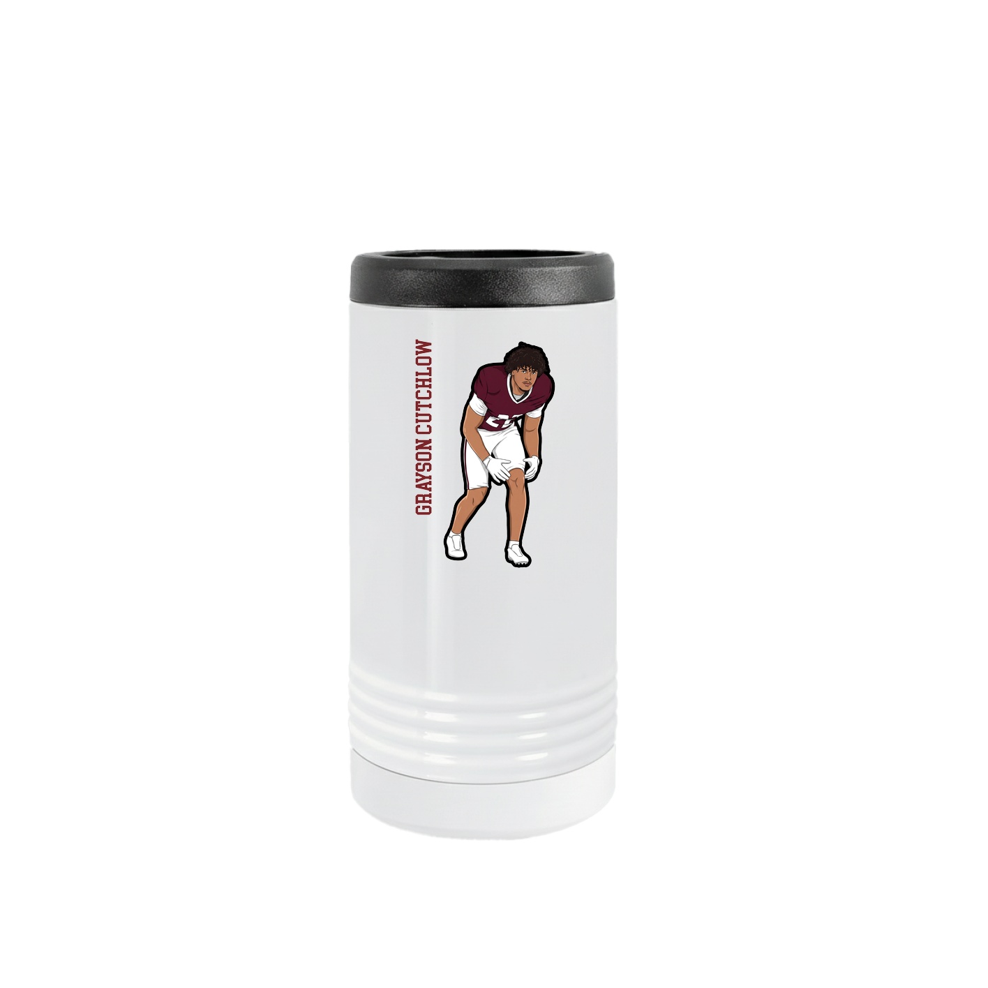 Slim Beverage Holder — Name Vertical in White