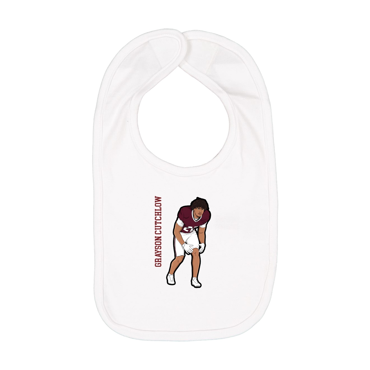 Infant Bib — Name Vertical in White