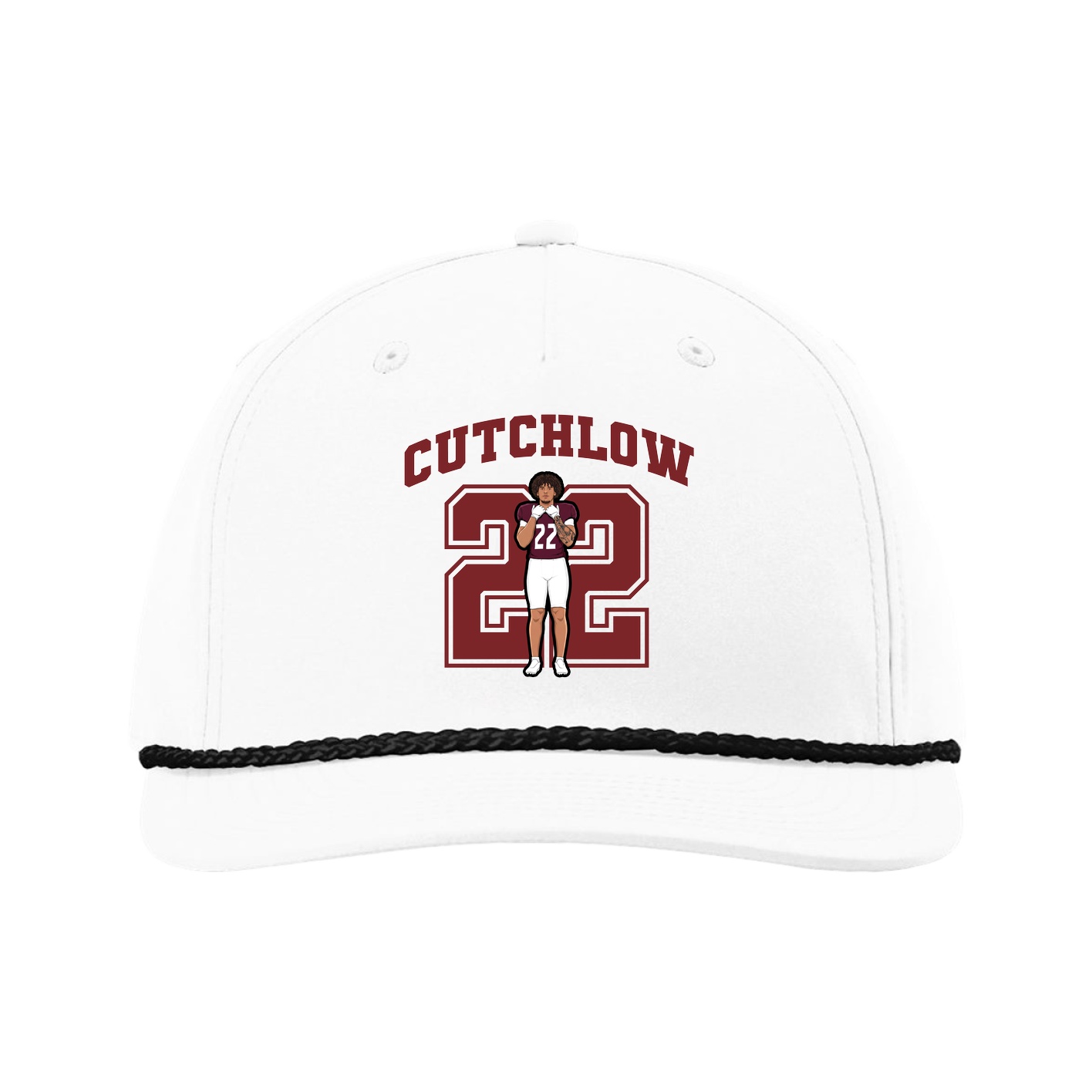 Five-Panel Classic Rope Cap — Number in White