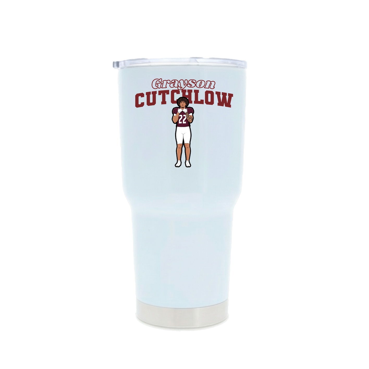 30oz Stainless Steel Tumbler — Name Arch in White