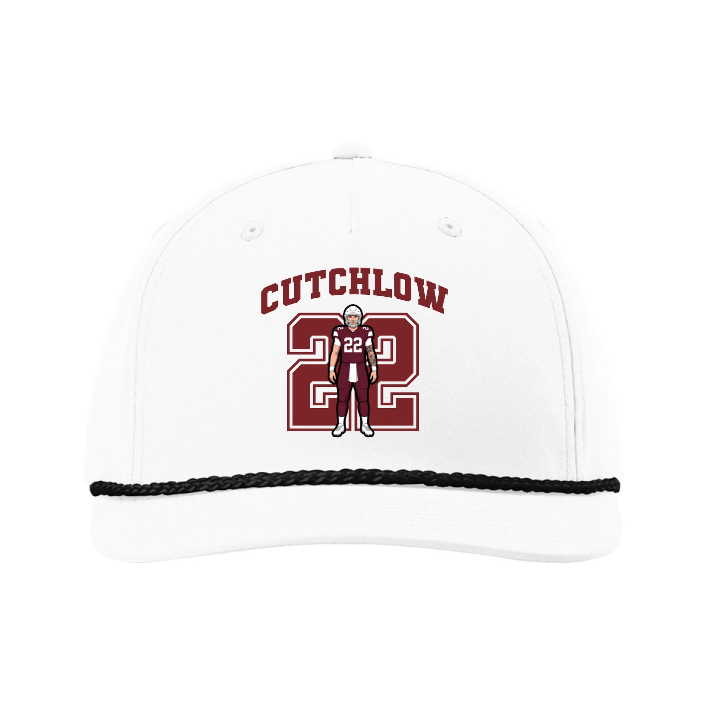 Five-Panel Classic Rope Cap — Number in White