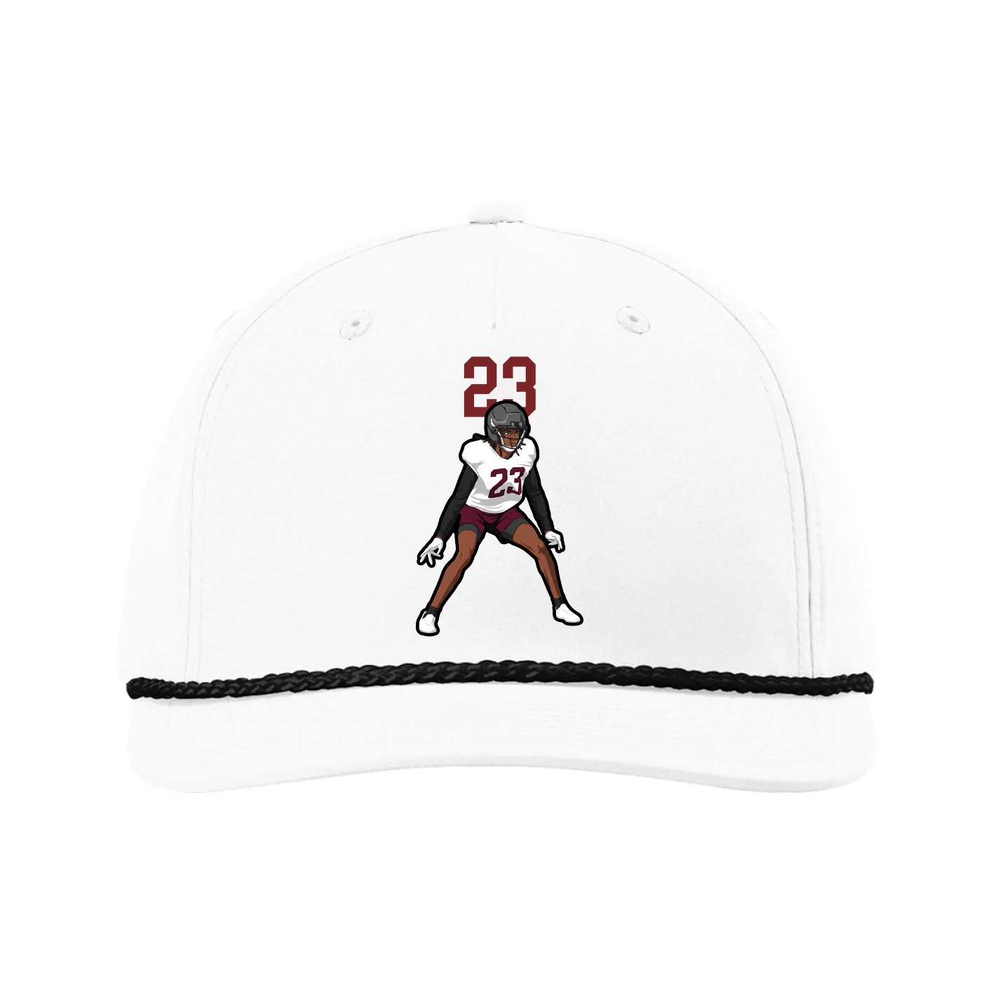 Five-Panel Classic Rope Cap — Number Top in White