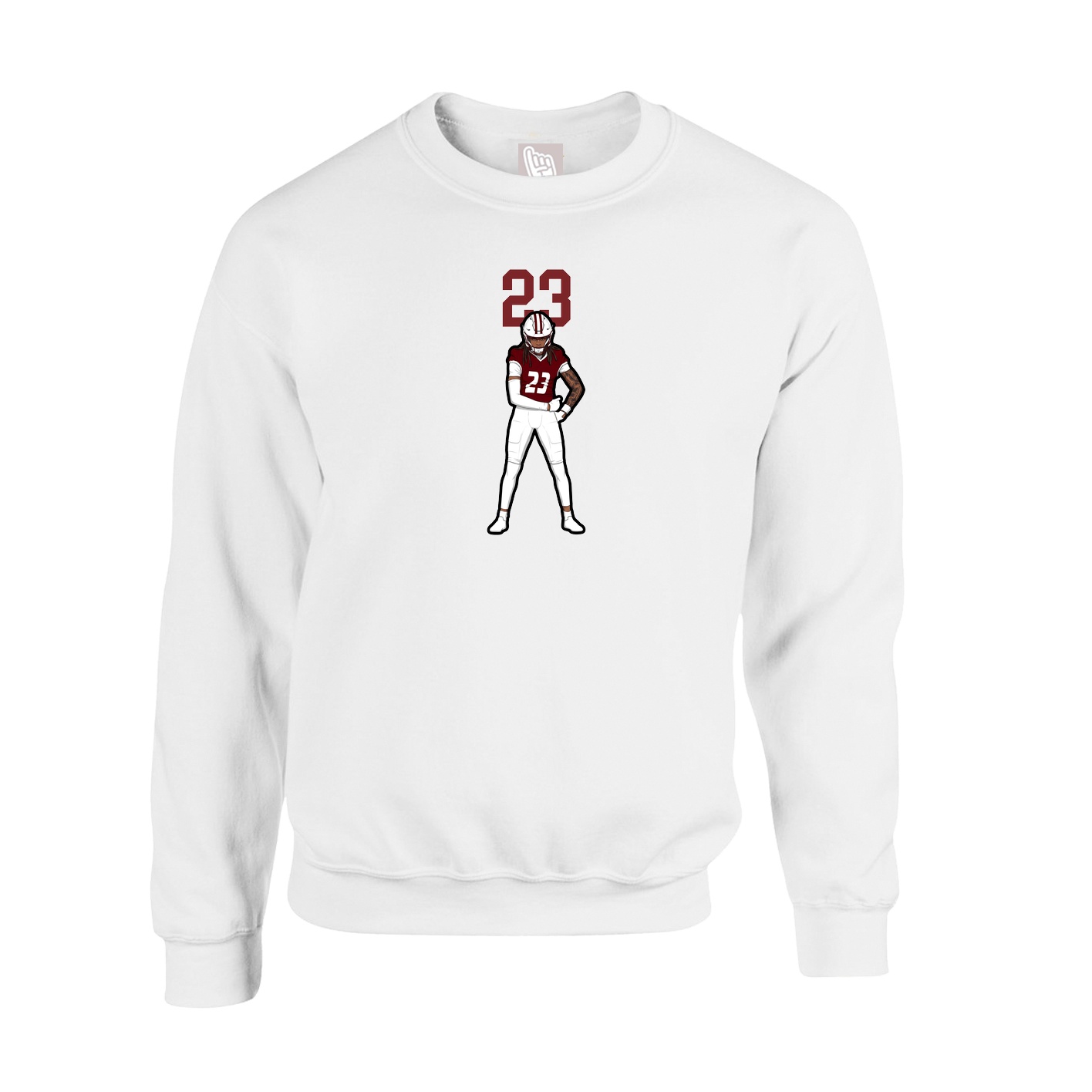 Fleece Crew — Number Top in White