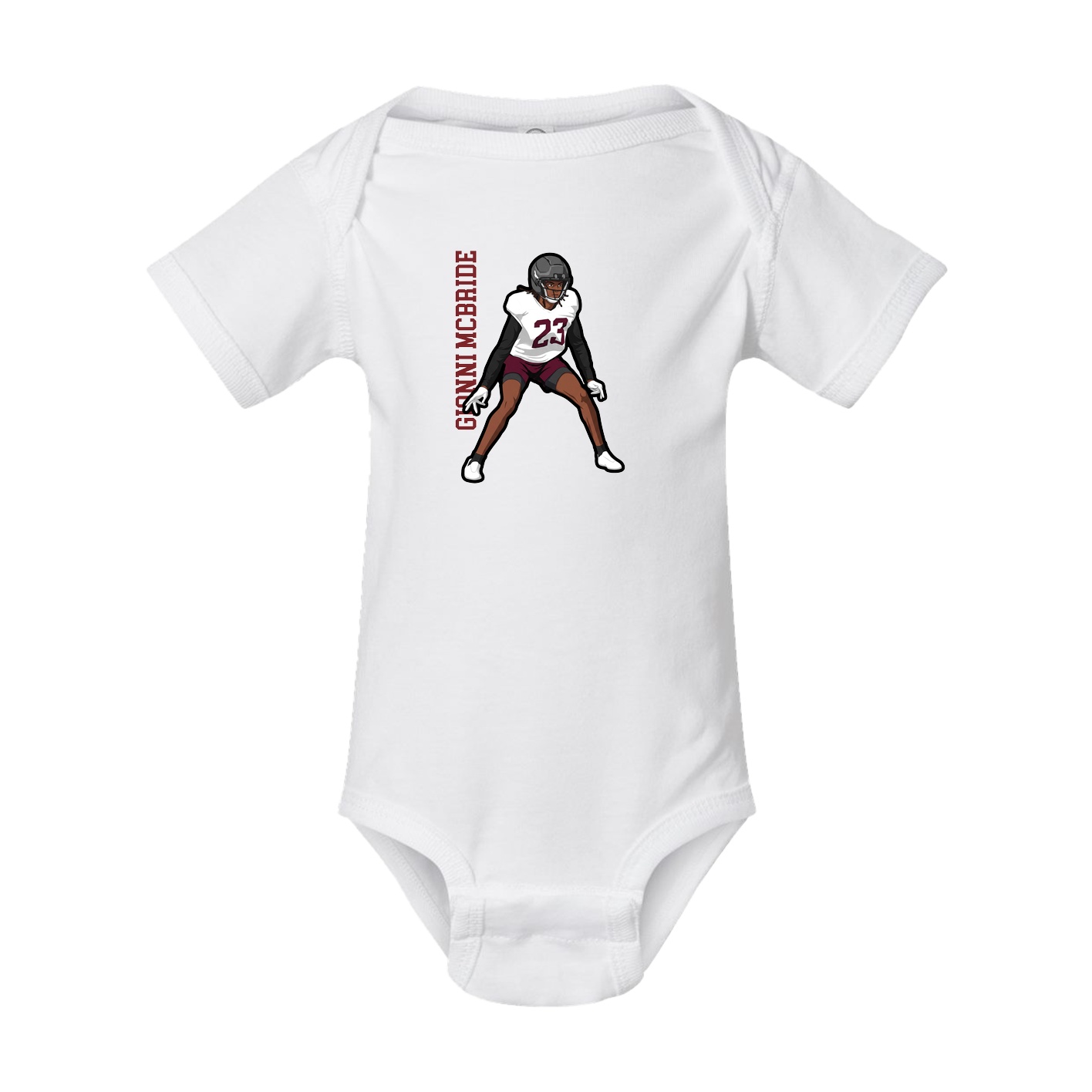 Baby Onesie — Name Vertical in White