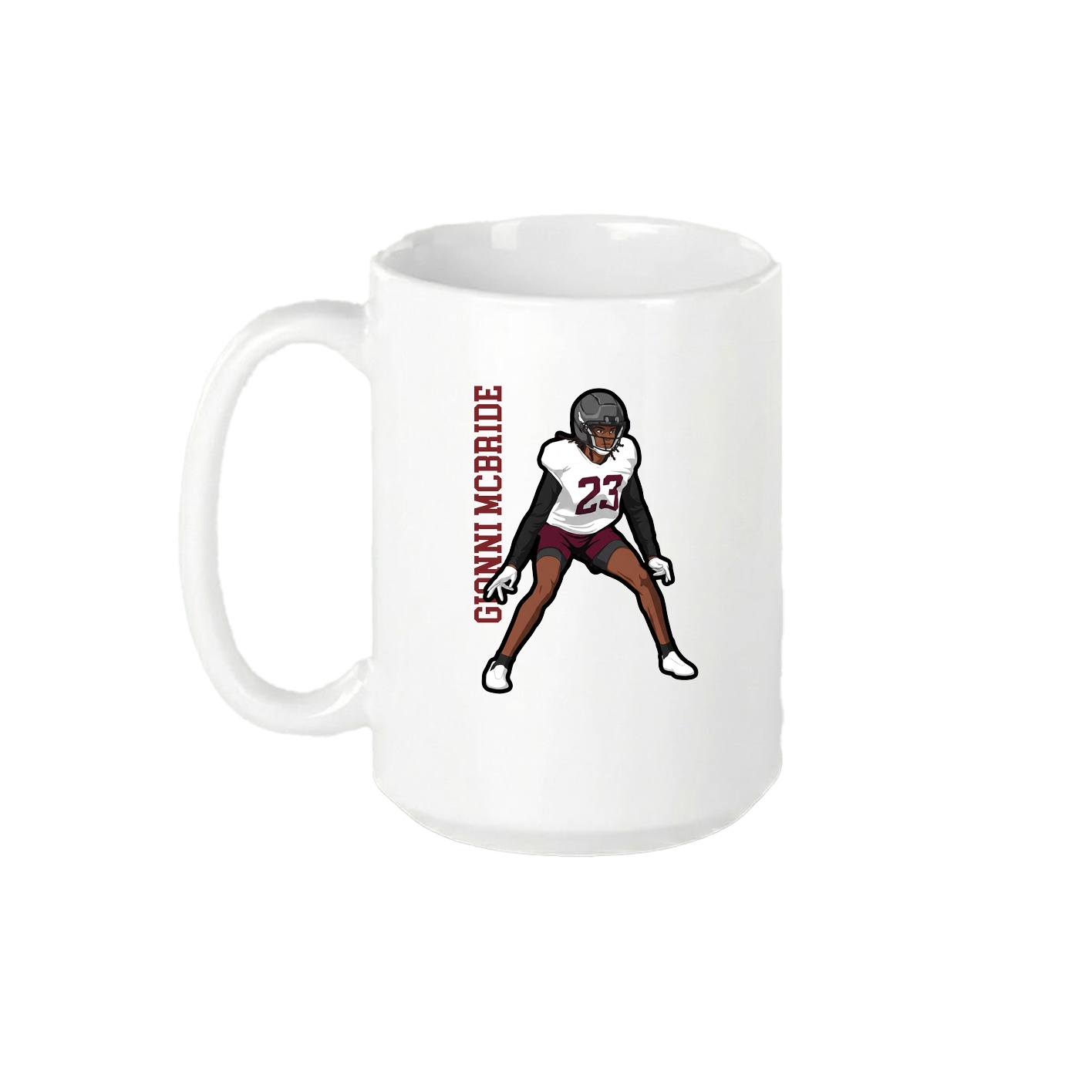 15oz Coffee Mug — Name Vertical in White