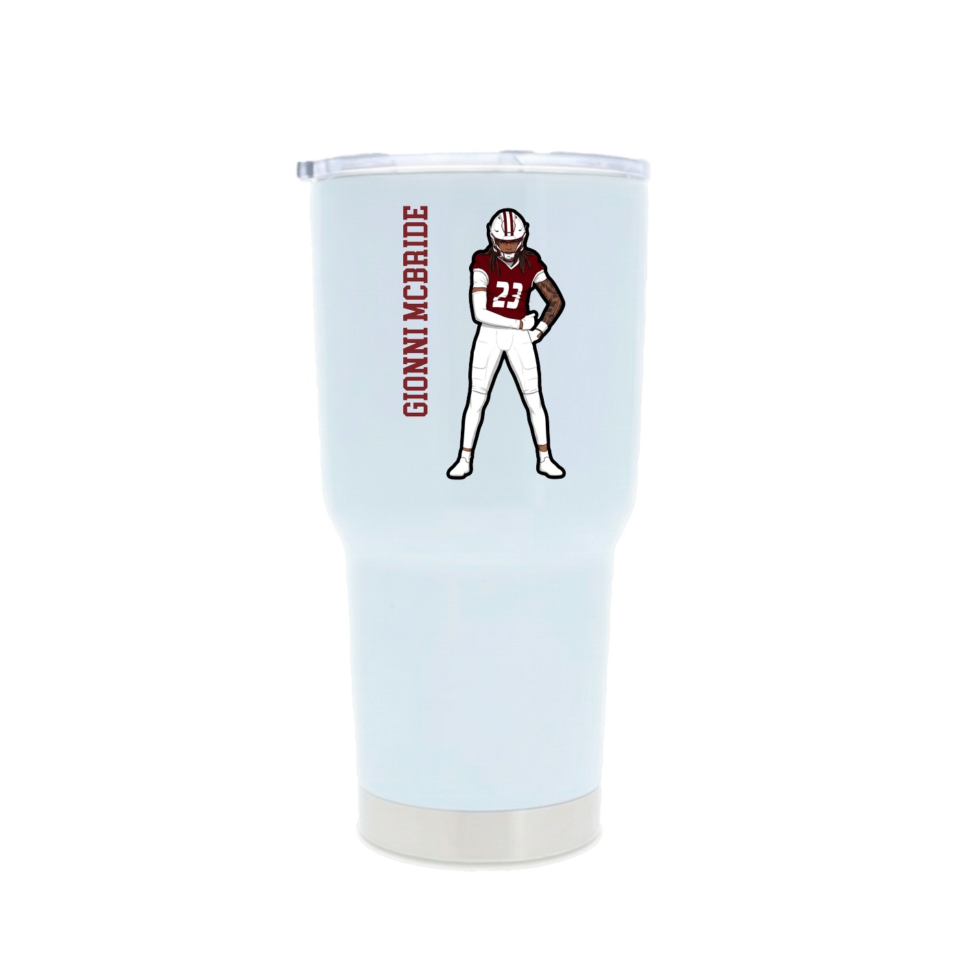 30oz Stainless Steel Tumbler — Name Vertical in White