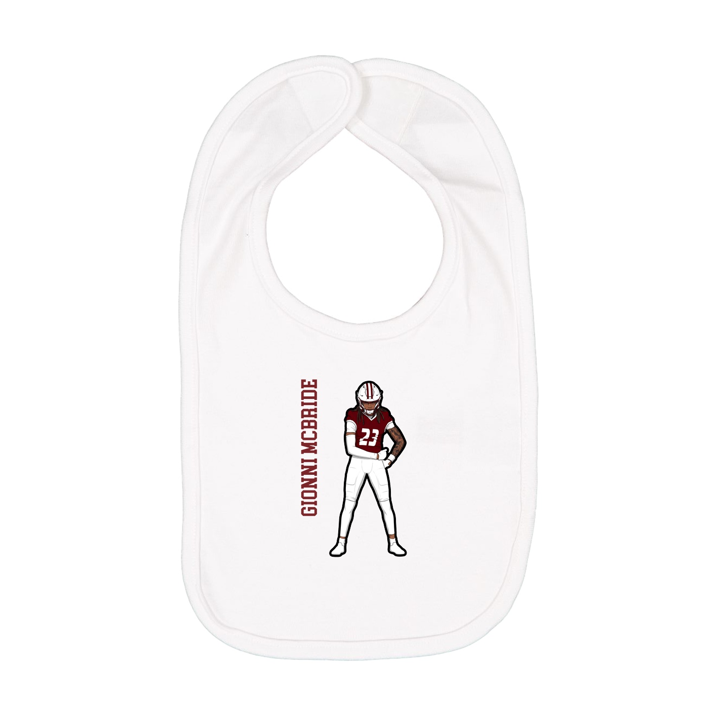 Infant Bib — Name Vertical in White