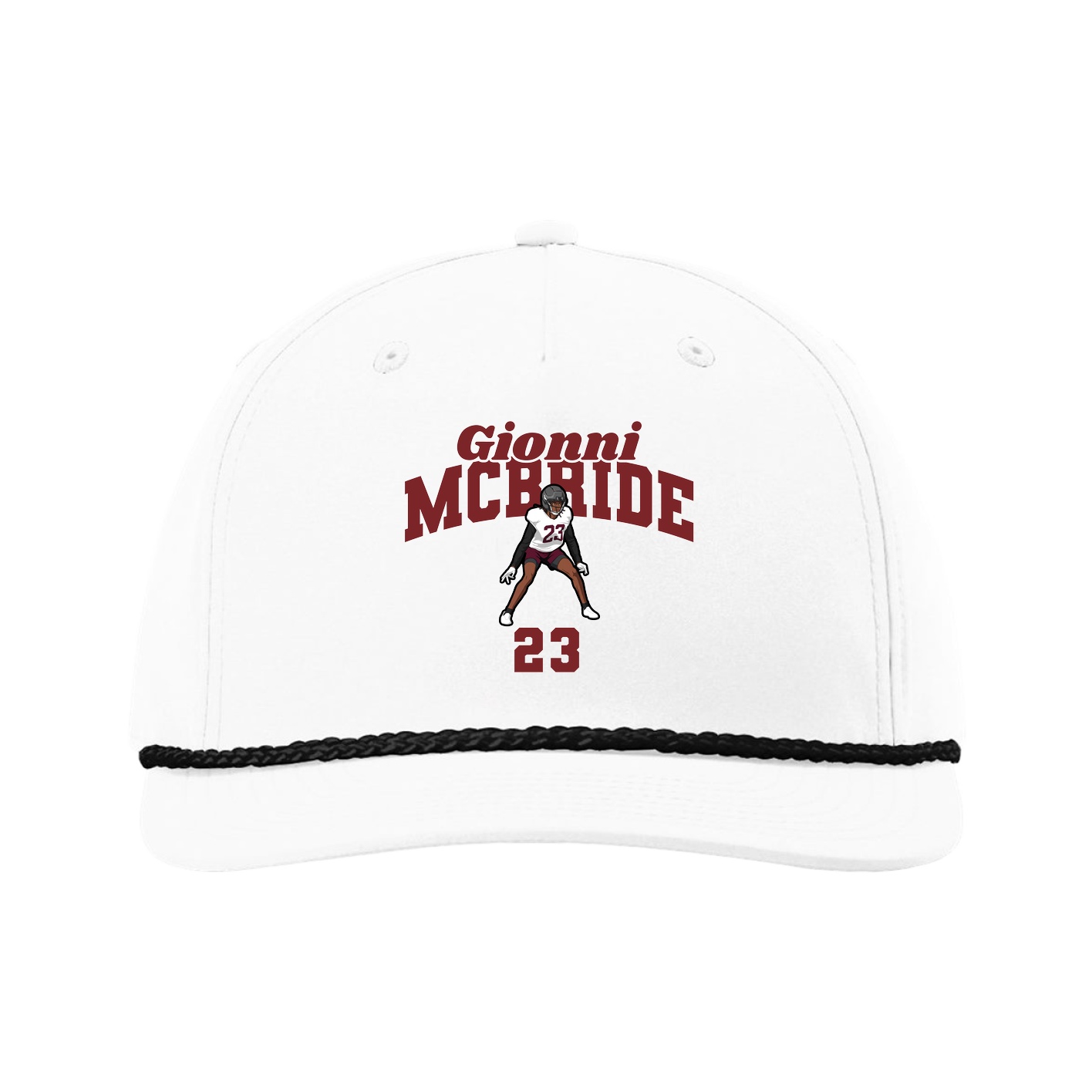 Five-Panel Classic Rope Cap — Signature Arch in White