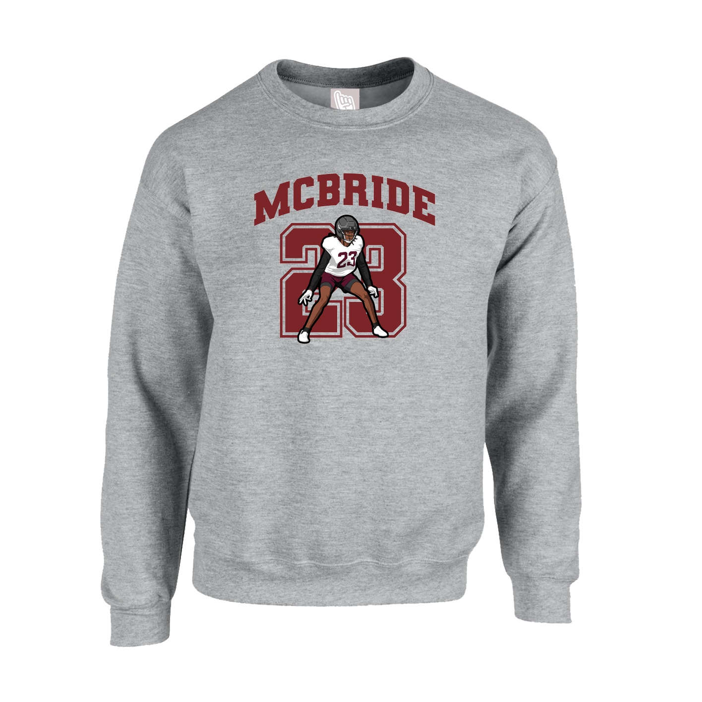 Fleece Crew — Number in Grey