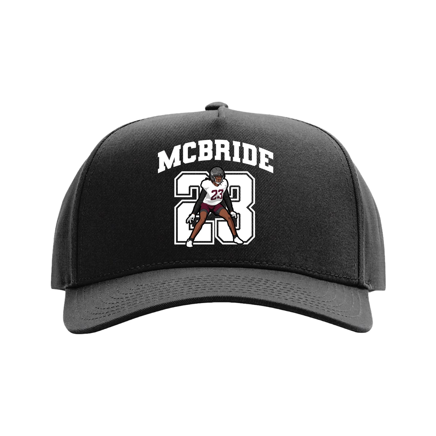Full Fabric Five-Panel Champ Cap — Number in Black
