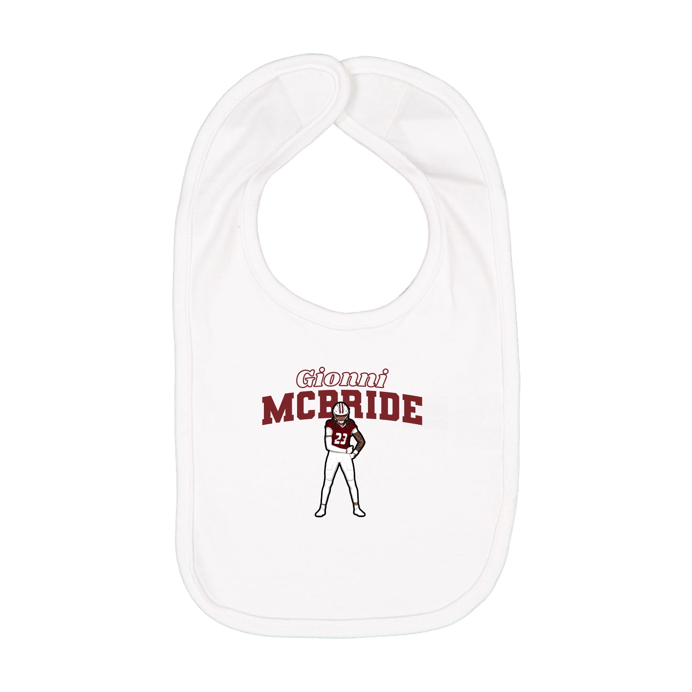 Infant Bib — Name Arch in White