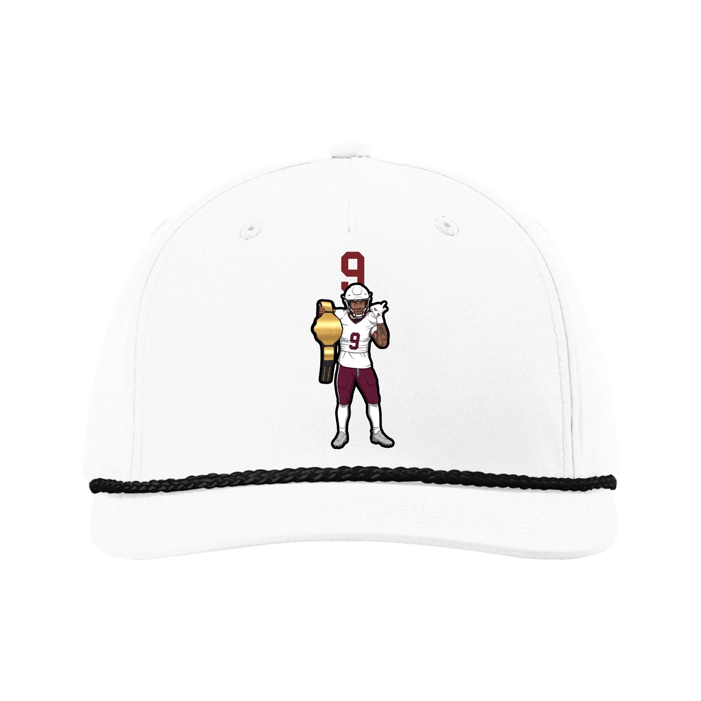 Five-Panel Classic Rope Cap — Number Top in White