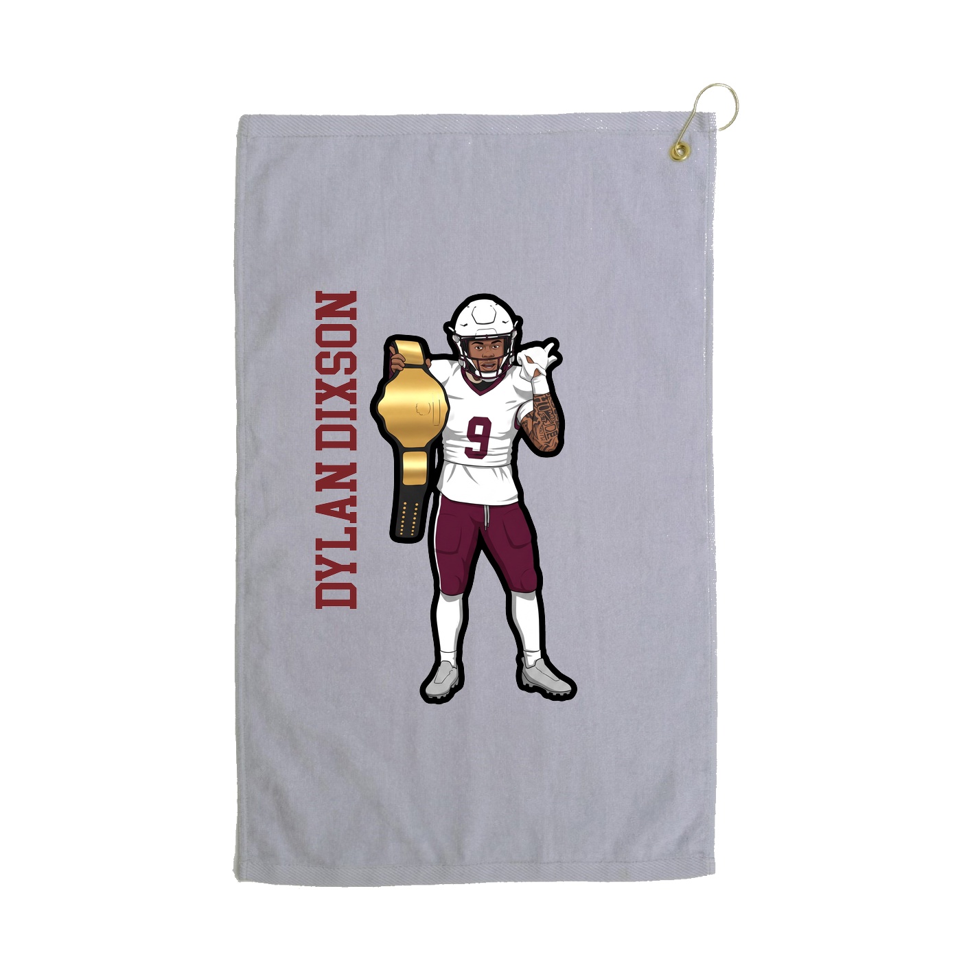 Golf Towel — Name Vertical in Grey