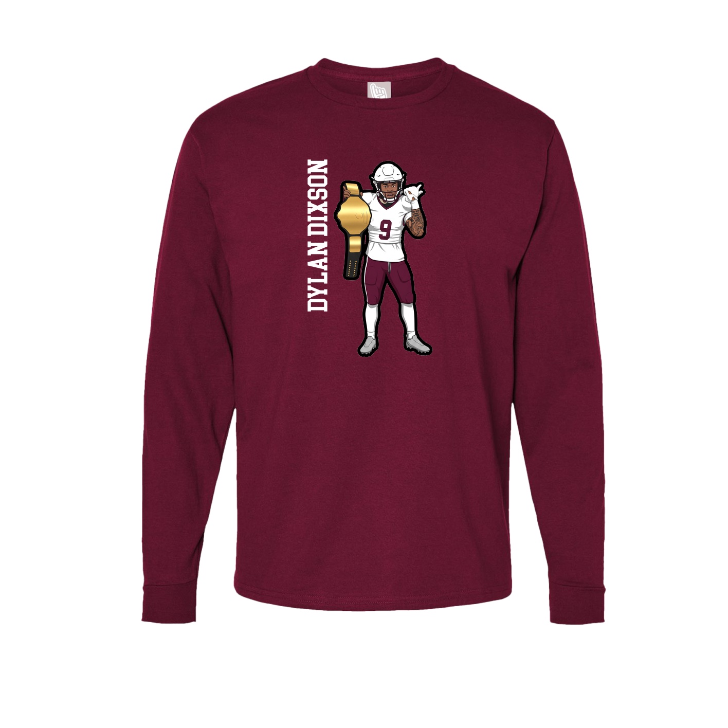 Long Sleeve Tee — Name Vertical in Cardinal