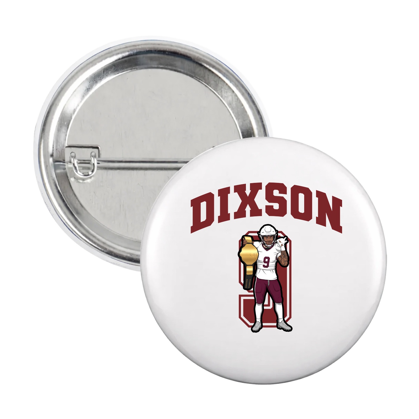Game Day Button — Number in White