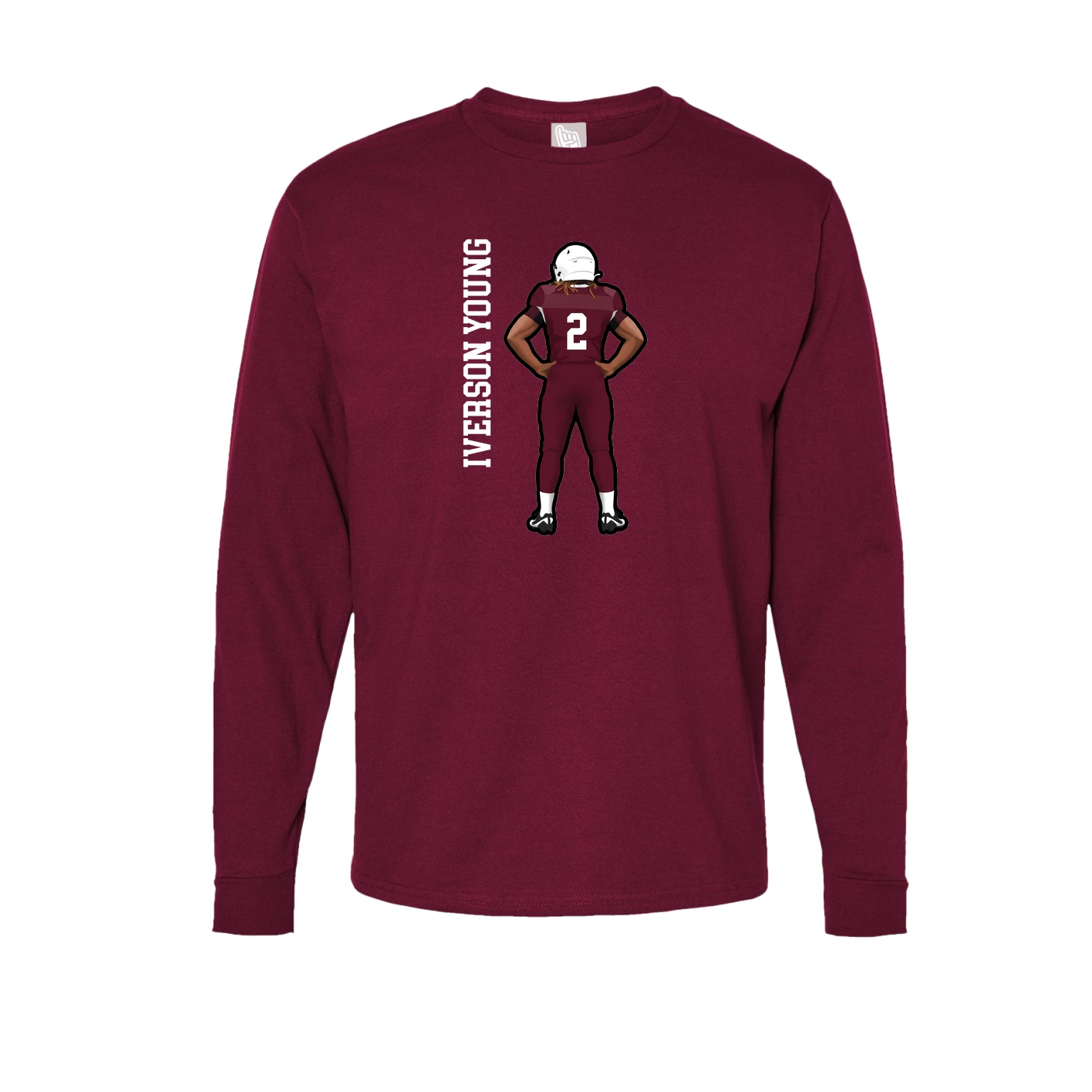 Long Sleeve Tee — Name Vertical in Cardinal
