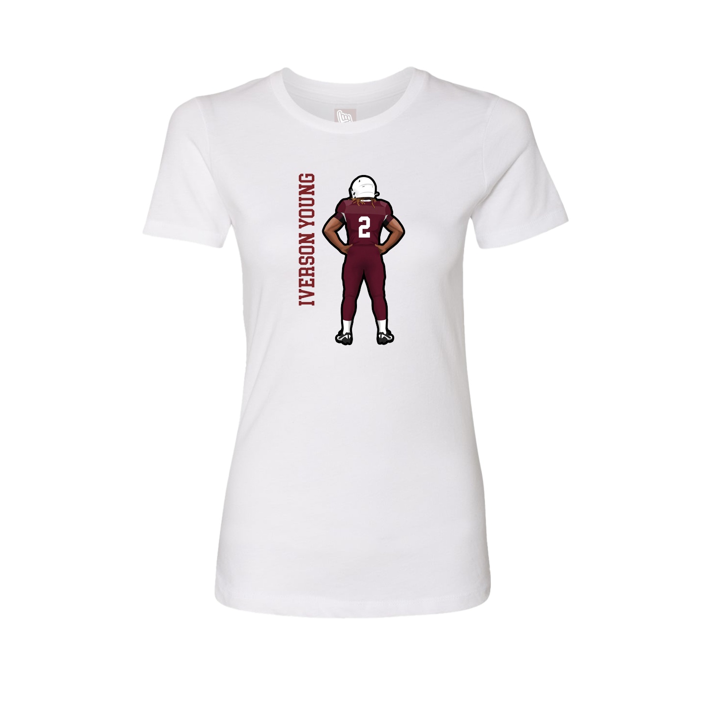 Fitted Women's Tee — Name Vertical in White