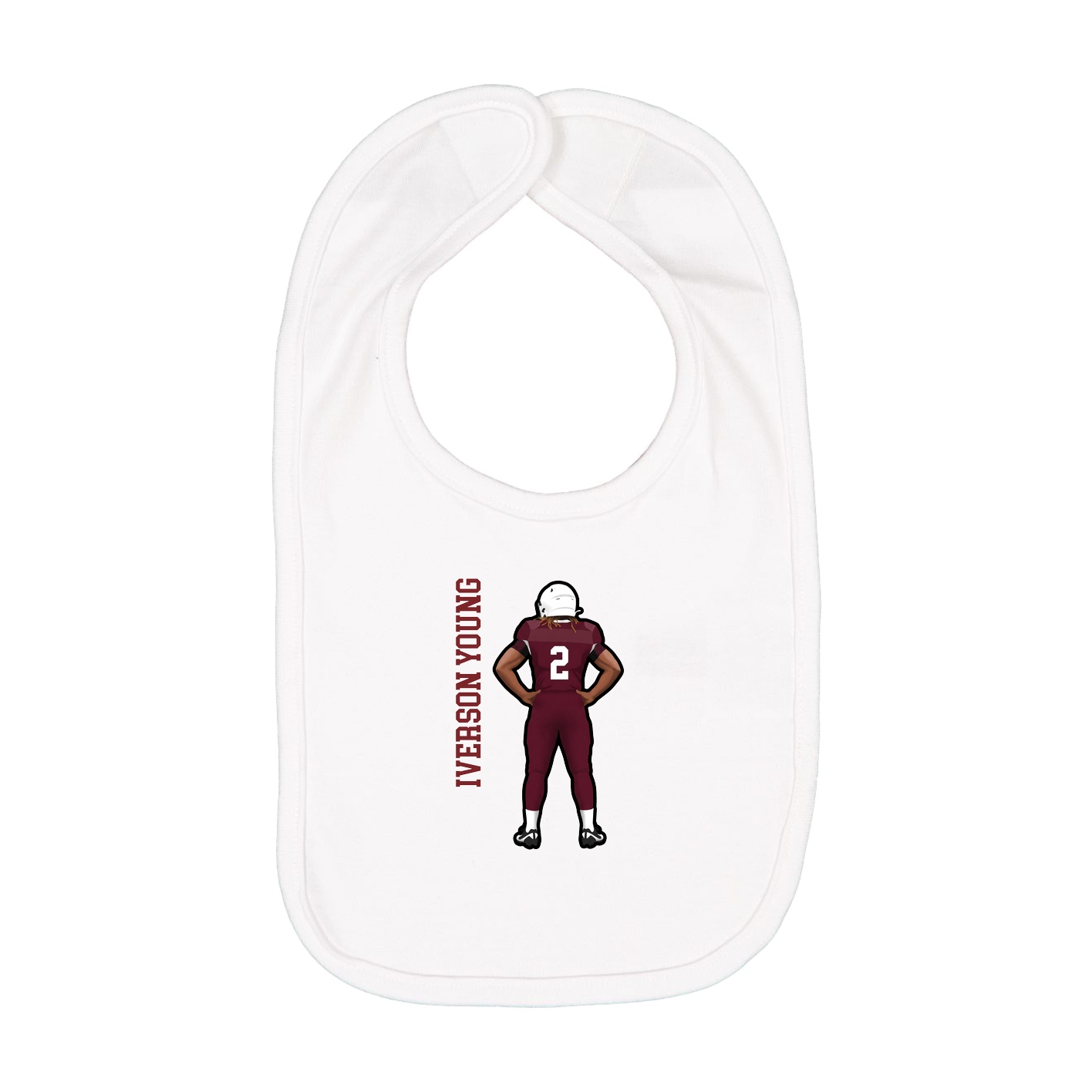 Infant Bib — Name Vertical in White