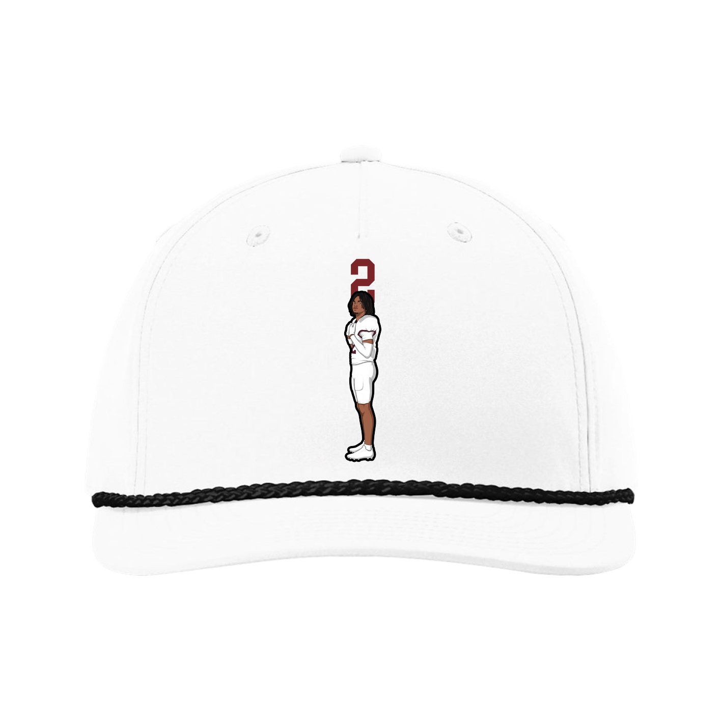 Five-Panel Classic Rope Cap — Number Top in White