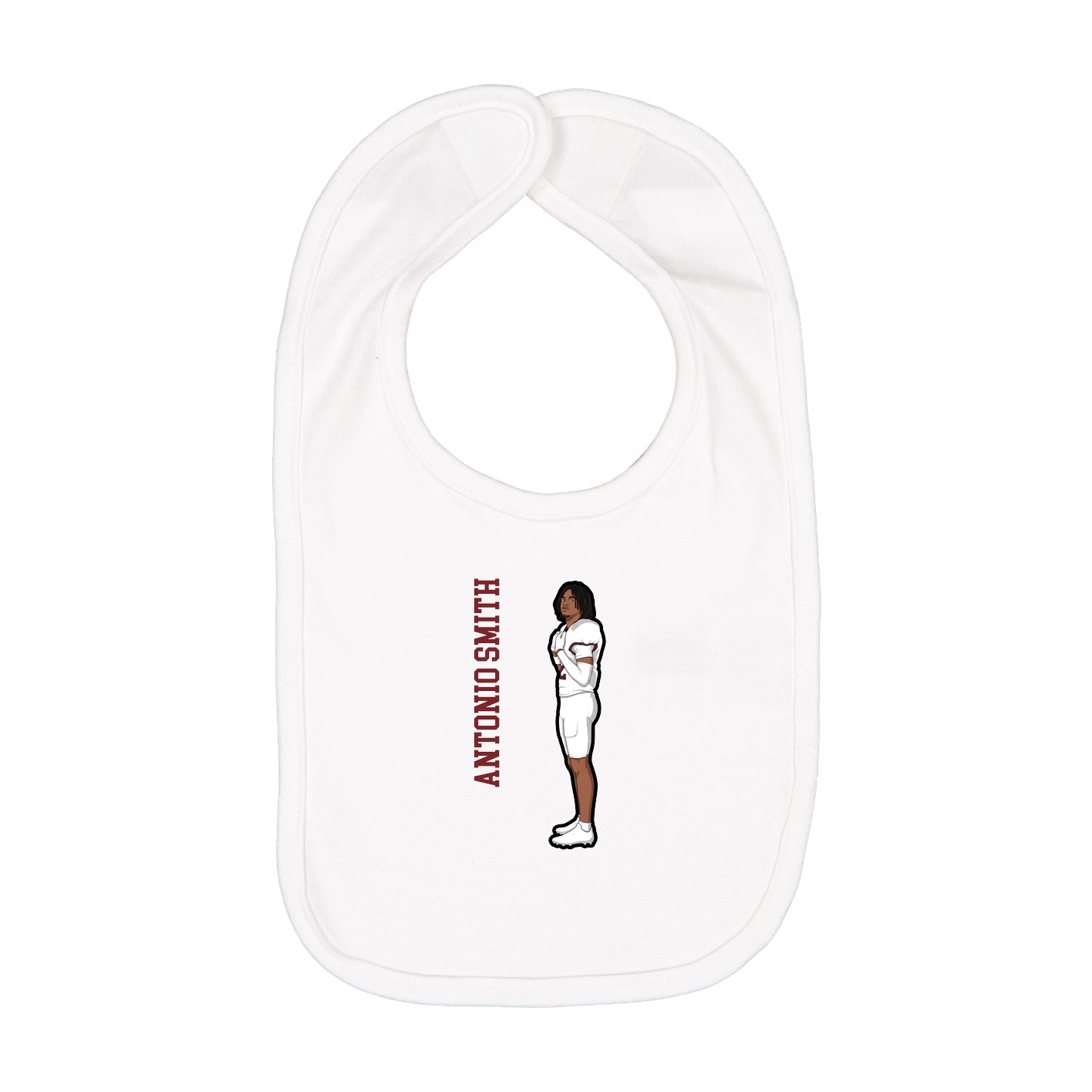 Infant Bib — Name Vertical in White
