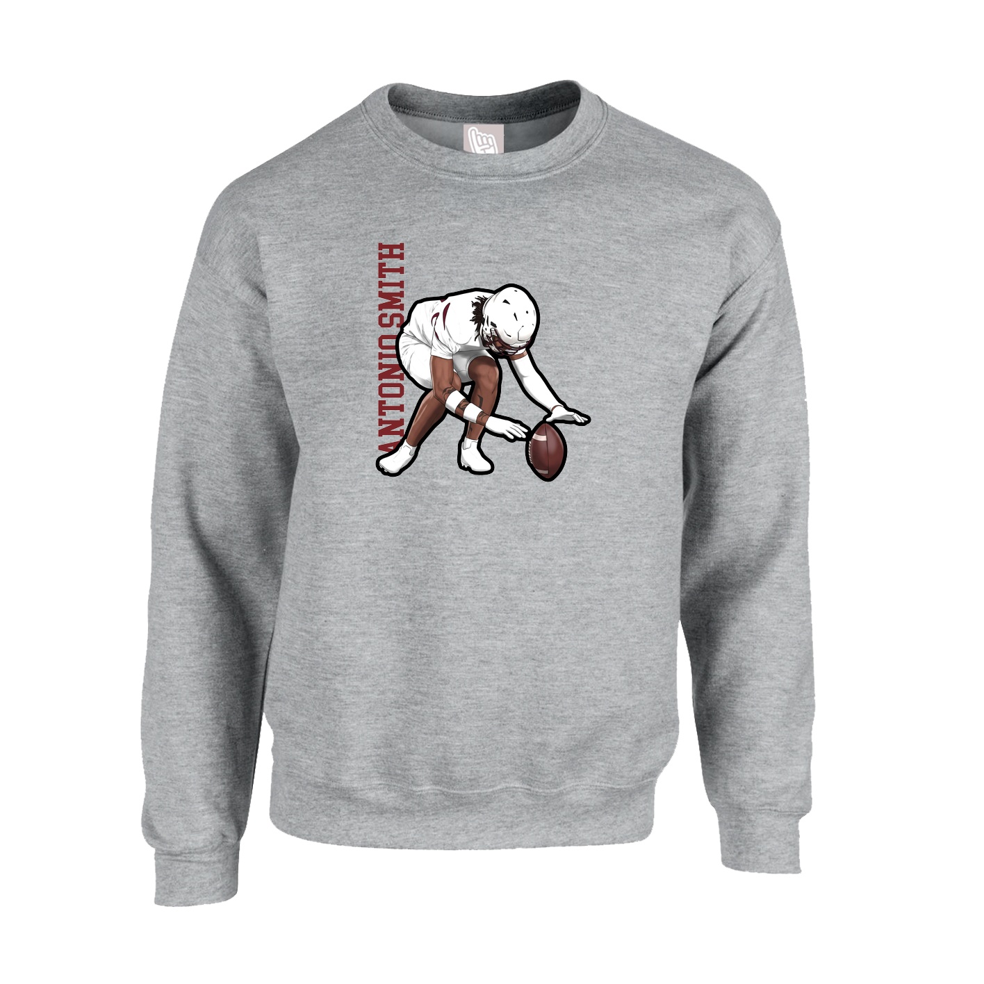 Fleece Crew — Name Vertical in Grey