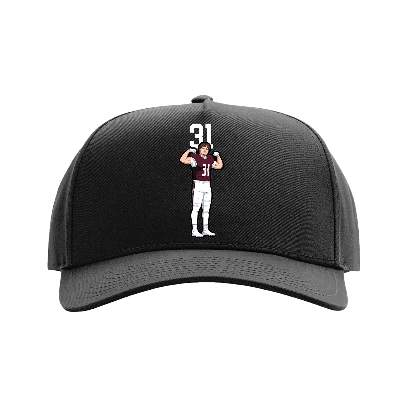Full Fabric Five-Panel Champ Cap — Number Top in Black