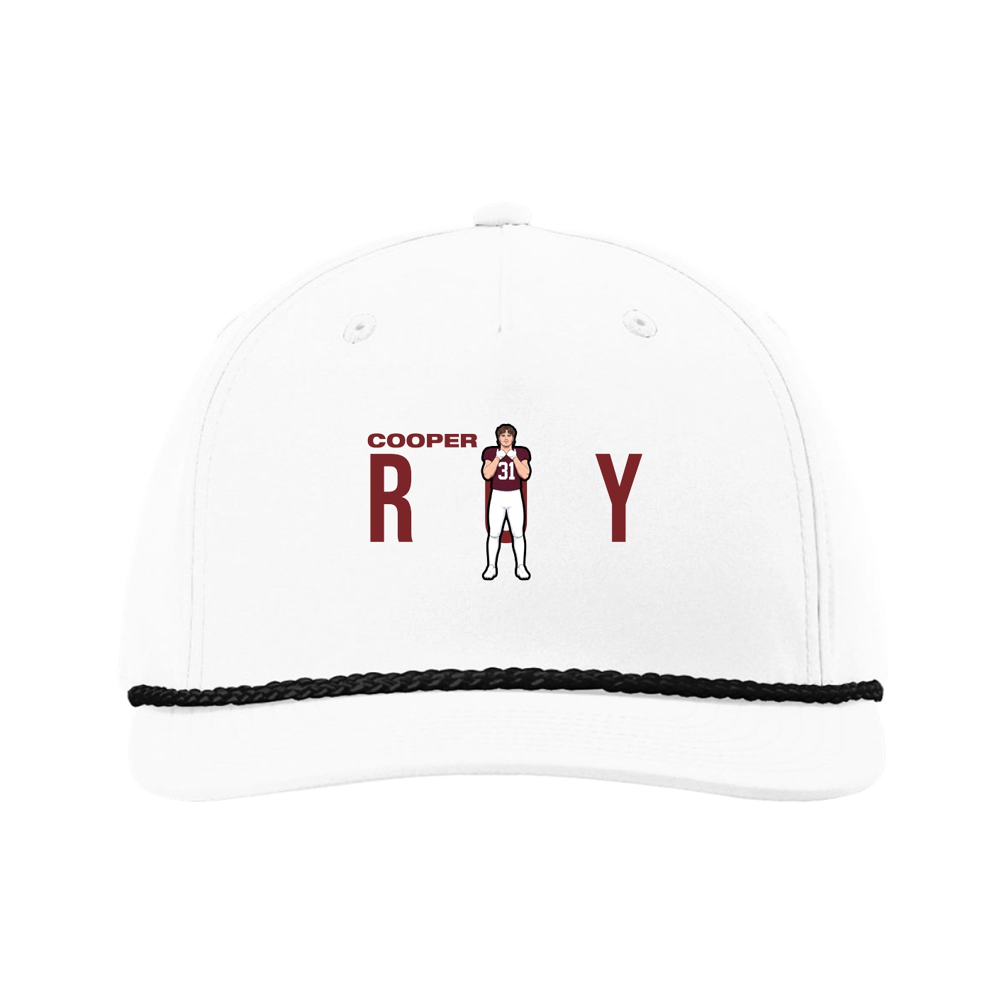 Five-Panel Classic Rope Cap — Player Name in White