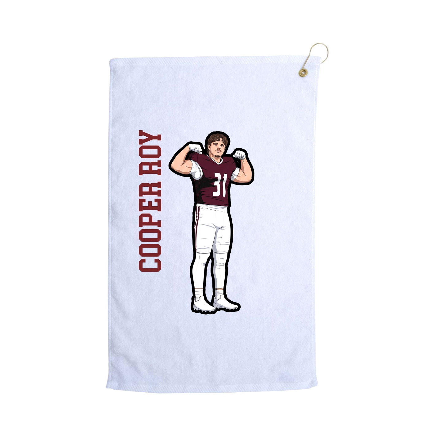 Golf Towel — Name Vertical in White