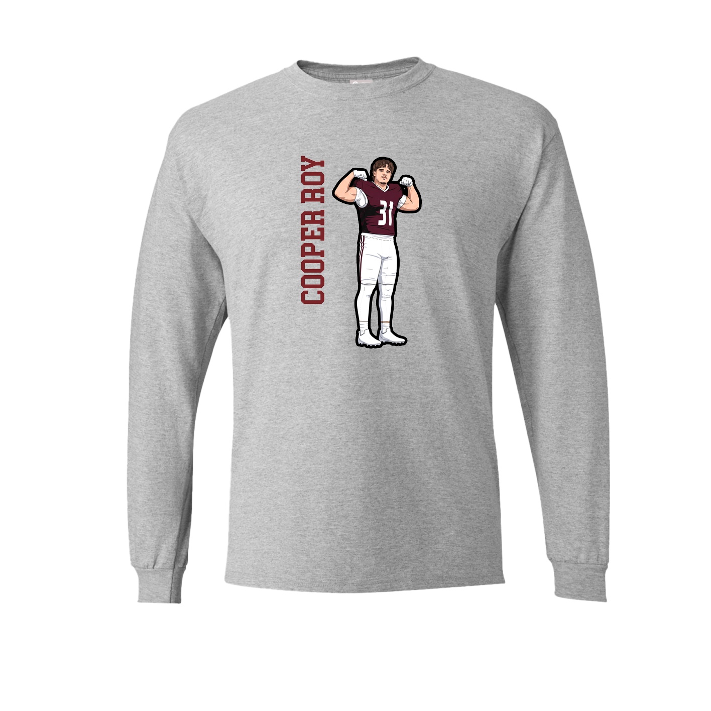 Long Sleeve Tee — Name Vertical in Grey